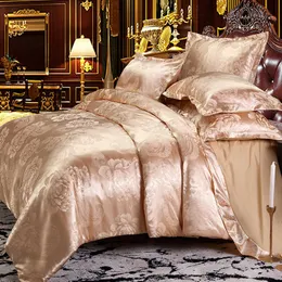 寝具セット4pcs結婚式の豪華な寝具セットジャックヤギのサイズ羽毛布団カバーセットベッドクロスベッドリネンケースシートドロップシッピングZ0612