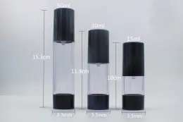 Hurtownia Nowa 30 ml czarnej butelki z pompą bez powietrza pusta, 30 ml plastikowych bezczelnych butelek napełniających się najwyższej jakości