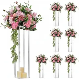 50 till 120 cm hög) Bröllopsfest kolonn Akryl Transparent Flower Rack Stands Vases Display Frame Event Anniversary Road Lead Plant Shelf For Home D005