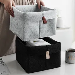 Scatole di immagazzinaggio Bidoni 1pc Nordic Felt Basket Soggiorno Tavolo da tè Nero Grigio Articoli vari Scatola di stoffa Calzini da camera da letto 230613