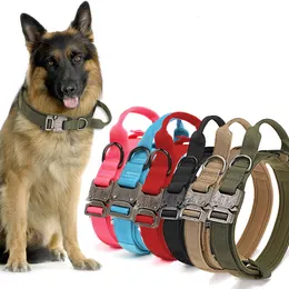 Hundhalsar Leases Militär taktisk hundkrage med kontrollhandtag Justerbar nylonkrage för medelstora stora hundar tyska Shepard Walking Training 230612