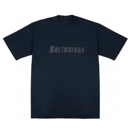 T-shirt tipo Balanciagas con nastro doppia b del marchio Paris, vestibilità media, in jersey vintage nero, unisex, maniche corte, effetto consumato e lavato 3550