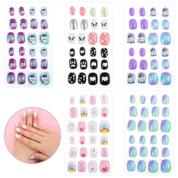 120 Pcs Fake Nail Press on for , Pre-Glue Fake Nails, Artificial False Nails with Adhesive Tabs for Girs Party Purple