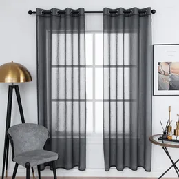 Tenda Super Soft Bianco Nero Tulle Tende Modern Tinta unita Cucina Camera da letto Tende Drappo Voile per la decorazione del soggiorno di casa