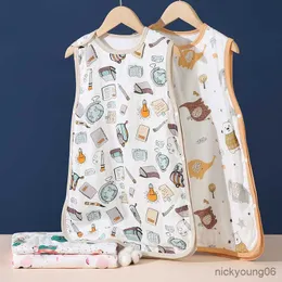 Schlafsäcke Vierschichtige Bambus-Baumwolltasche für Neugeborene Baby Tragbare Decke Quilt Frühling Herbst Weste Schlaf R230614