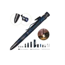 Teste Selfdefense Tactical Pen Sobrevivência portátil Multifunction Breaker Aço inoxidável Ferramenta EDC ao ar livre com LED Flashli50468184f