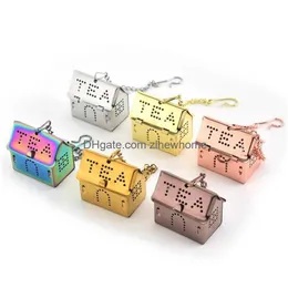 Tea Infusers Ups 6 Colors Stainless Steel Infuser Mini House Shaped Strainer Bag Kitchen Seasoning Holder Drop Delivery Home Garden Dhca5