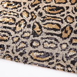 Stoff, 1 Yard, 3 mm, Leopardenmuster, Symphonie-Paillettenstoff, 3D-Pailletten-bestickter Stoff, Meterware für Kleidung, Hintergrunddekoration, 230613