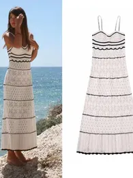 Basic Casual Dresses Summer Dress Women's Beach Style Knitted Slim Fit Slim Strap Long Dresses Color Knitted Hollow Elegant Tight Vestidos 230614
