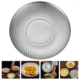 Dinnerware Sets Hammered Fruit Plate Serving Tray Dry Vintage Tableware Stainless Steel Dried Platter Trays Party Child Decorative Outdoor