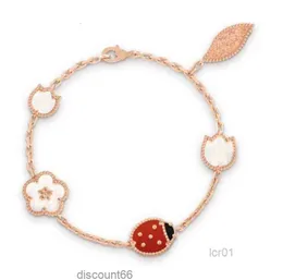 Luxury Designer Europe Top Quality Famous Brand Silver Jewelry Rose Gold Color Natural Gemstone Lucky Ladybug SpringE5TI
