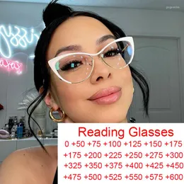 Okulary przeciwsłoneczne klasyczne półprzewodowe bez niebieskiego światła blokujące szklanki do czytania dla kobiet metalowa rama moda biała okulary optyczne