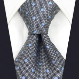 D21 grå polka prickar mens slips silkemodeklänning extra lång storlek 63quot bröllop brudgum nyhetsband för manliga hanky3527237200h