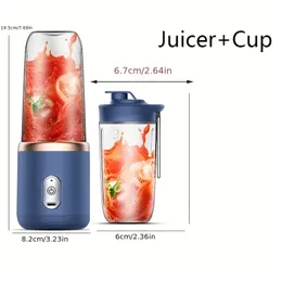 1 Set 300ml Juicer With Cup, 6-blade USB Charging Portable Juicer, Handheld Electric Milk, Smoothies, Fruits, And Squeezing Machines