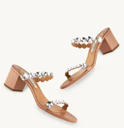 Summer Luxury Maxi-Tequila Sandals Shoes & Mule Women Crystals Adorning Ankle Strap Stiletto heel Designer Brand Lady Walking EU35-43