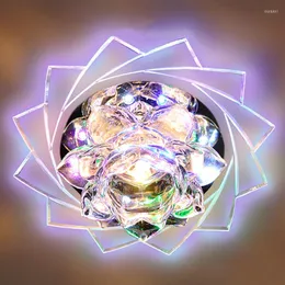 Luminárias de teto 5W LED Cristal Flor de Lótus Lâmpadas de várias cores Corredor Corredor Brilho Iluminação da sala de estar