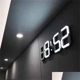 Стеновые часы современный дизайн 3D светодиодные часы цифровые сигнализации Home Living Room Office Стол стола на столах ночной капля доставка сад декор Dhiag