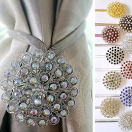 Curtain Poles 1pcs Flower Shape Rhinestones Magnet Tieback Magnetic Curtains Buckle Window Screening Ball Clip Holder Home Accessories 230613