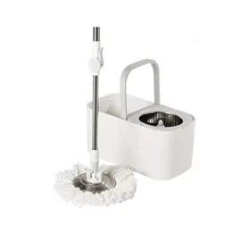 Mopps Quange Round Lazy Mop 360 ° Roterande handpressande snurravloppsavskiljning Wring GRATIS med hink Hemkökrensare 230613