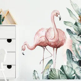 combinação de flamingo de folha verde embelezamento da parede de casa adesivos de parede decorativos decorações de parede autoadesivas papel de parede do quarto