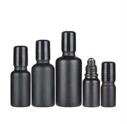 10 ml, 5 ml, 15 ml, 20 ml, 30 ml, 50 ml, 100 ml, Parfümrolle auf Glasflasche, schwarzer Frost mit Metall-Glaskugelrolle, Fläschchen mit ätherischen Ölen JL9533