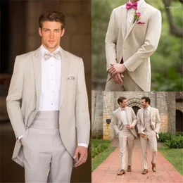 Mäns kostymer khaki tailcoat brudgummen män för bröllop 2 st (jacka pant slips) mode terno masculino skräddarsydd toppade lapel blazer byxor