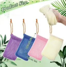 Exfoliating Saver Pouch For Shower Body Massage Scrubber Natural Organic Ramie Soap Holder Bag Pocket Loofah Bath Spa Bubble Foam With Drawstring