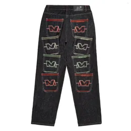 Męskie dżinsy Y2K Multi Pocket Worbgy Black Pants Mężczyźni 2023 Punk Hip Hop Rock Dance szeroko nogi spodnie uliczne