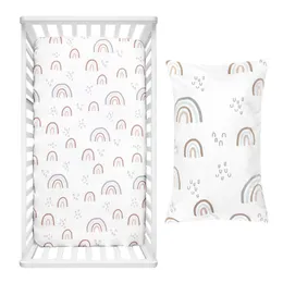Conjuntos de roupa de cama 2 peças de lençóis de berço com elástico para bebê 13070 cm Capas de colchão com estampa de desenho animado para meninos e meninas unissex 230613