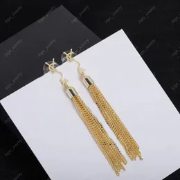 Luxury designer Fashion alphabet Dangle Chandelier earrings 18K gold tassel pendant earrings Women's wedding party gift jewelry