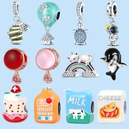 925 Sterling Silber Charms für Pandora Schmuck Perlen Armband Heißluftballon Regenbogen Milch Charm Set Anhänger DIY Feiner Perlenschmuck