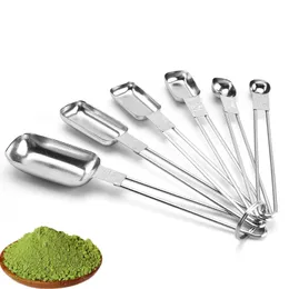 50Set Small Square Head Measuring Spoon Set Baking Accessories Rostfritt stål Handtagning Kaffemått Scoop Set Kitchen Gadgets