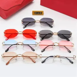 Óculos de sol de ciclismo de luxo designer de óculos de sol steampunk feminino 039s caixa vermelha Metal armação pequena óculos de sol tendência condução radical UV pro775322O