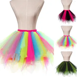 Jupes Femmes Plissé Gaze Couleurs Jupe Courte Princesse Haute Qualité Adulte Tutu Danse Couches Tulle Mini