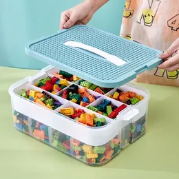 Förvaringslådor BINS Byggnadsblock Box Stackbara Toys Organizer med LEGO Basplatta Lid Bär handtag Nätfodral 230613