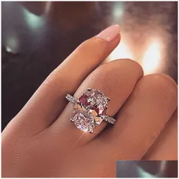 Pierścienia Pierścienia Pierścień Cut 3CT Lab Diamond 925 Sterling Sier zaręczyn