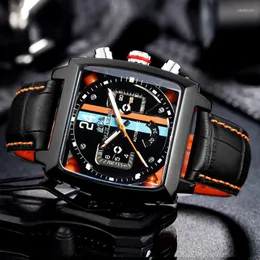 Armbandsur Paulareis Sport Casual Alloy Men's Watches Lysande Automatisk mekanisk klocka Svart Square Manlig armbandsur Reloj Hombre