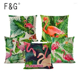 Poduszka tropikalna roślina dekoracyjna ogroda flamingo bawełniany lniany kwiaty dla coJines Decorativos para sofa