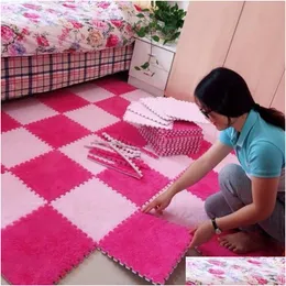 Carpets 10Pcs/Lot Flannel Carpet Bedroom Mat Soft And Safe Child Baby Rug Stitching Living Room Art E11284 Drop Delivery Home Garden Dhjbd