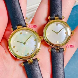 Relógios de alta qualidade causal moda senhoras relógio 27mm 32mm pulseira couro feminino quartzo luxo à prova dwaterproof água relógio