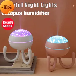 New Octopus Humidifier USB Mini Air Humidifier Desktop Water Supply Atomizer Diffuser LED Projection Night 200ML Light Mist Purifier