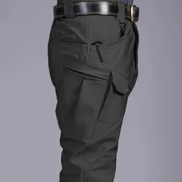 Mens Pants MultiPocket Tactical Military Sharkskin Softshell Autumn Winter Fleece Training Camouflage Work Pant 230614