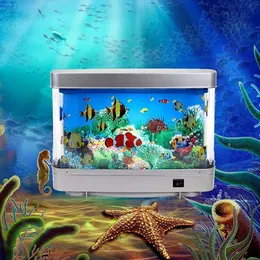 기타 이벤트 파티 용품 인공 열대 물고기 돌고래 수족관 장식 램프 가상 바다에서 움직임 조명 움직임 LED 탱크 장식 풍경 230613