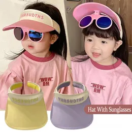 Caps Hüte Mode Sommer Hut mit Brille Kinder Unisex Big Brim Sonnenschutz Viso Cap Mädchen Junge Leere Top Strand Tennis 230613