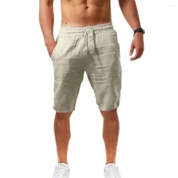 Pantalones cortos para hombre, pantalones de lino de Color sólido transpirables de verano para hombre, ropa de calle deportiva, pantalones de algodón para hombre de talla grande S-4XL