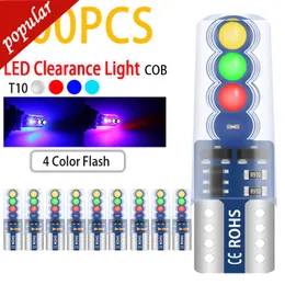 새로운 100pcs T10 W5W LED 차량 플래싱 스트로브 조명 194 168 내부 돔 독서 측면 마커 전구 지표 자동 램프 12V 4 색상