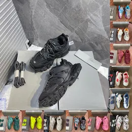 2023 럭셔리 브랜드 디자이너 남성 여성 캐주얼 신발 트랙 3 3.0 트리플 흰색 검은 운동화 Tess.s. 고마 가죽 트레이너 나일론 프린트 플랫폼 트레이너 신발 미국 36-45