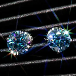 Diamant hat den Test für Männer und Frauen bestanden. Ohrstecker aus 925er-Sterlingsilber, 1 CT, glitzernder blauer Moissanit-Ohrring, schönes Geschenk
