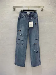 23SS Womens Pants Denim Jeans Designer Women Jeans New Wash Jeans Graffiti Temproidery Logo High Weist Slim Wide Legens Womens High