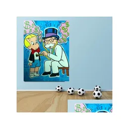 Gemälde Alec Monopoly Graffiti Handwerk Ölgemälde auf Leinwand Dollar Stethoskop Home Decor Wandkunst 24 x 32 Zoll kein gedehnter Tropfen Dhre8